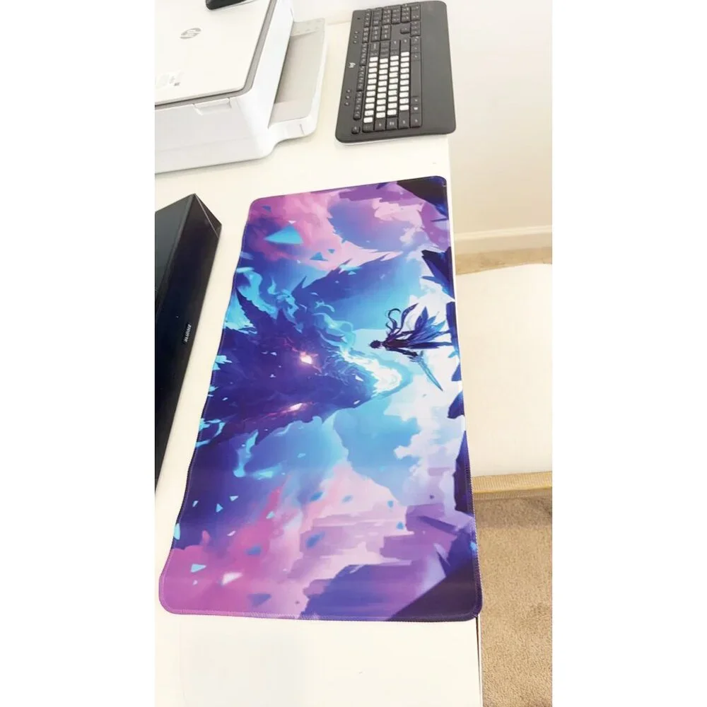 Vibrant Purple-Blue Art Large Mouse Pad: Smooth Anti-Slip Desk Mat for Computer